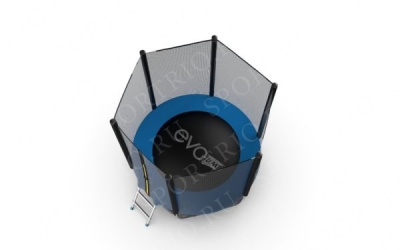 Батут EVO JUMP с внешней сеткой и лестницей, диаметр 6ft (синий)